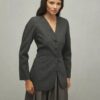 Anthracite pleated skirt suit