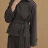 Anthracite double pleat trench suit