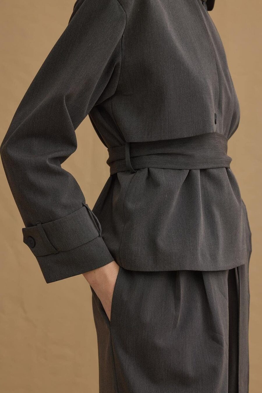Anthracite double pleat trench suit