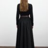 black-wide-leather-trim-skirt-KanStore-Lebanon Black wide leather-trim skirt