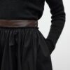 black-wide-leather-trim-skirt-KanStore-Lebanon Black wide leather-trim skirt