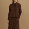 Brown tencel skirt suit