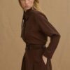 Brown tencel skirt suit