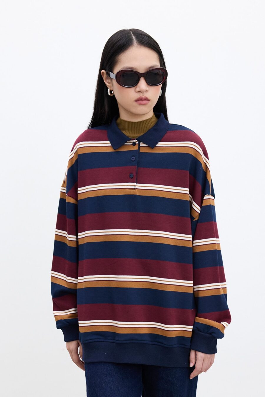 Burgundy oversized polo sweatshirt