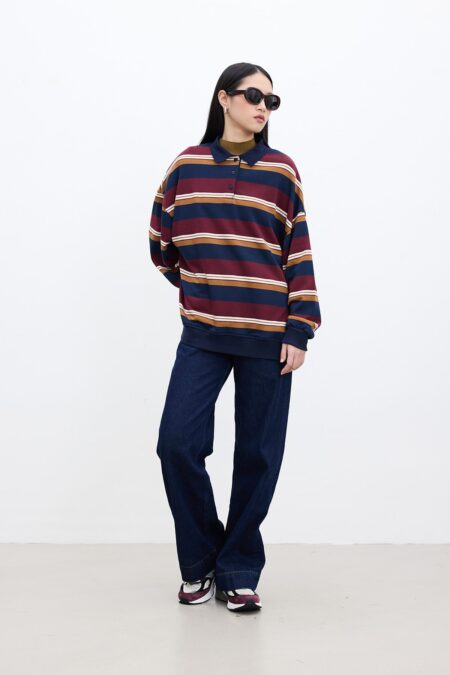 Burgundy oversized polo sweatshirt