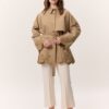 Embroidery detailed design trench coat camel