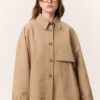 Embroidery detailed design trench coat camel