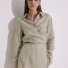green-linen-shirt-with-tie-detail-women-lebanon-kanstore Green linen shirt with tie detail