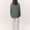 Green striped polo sweatshirt