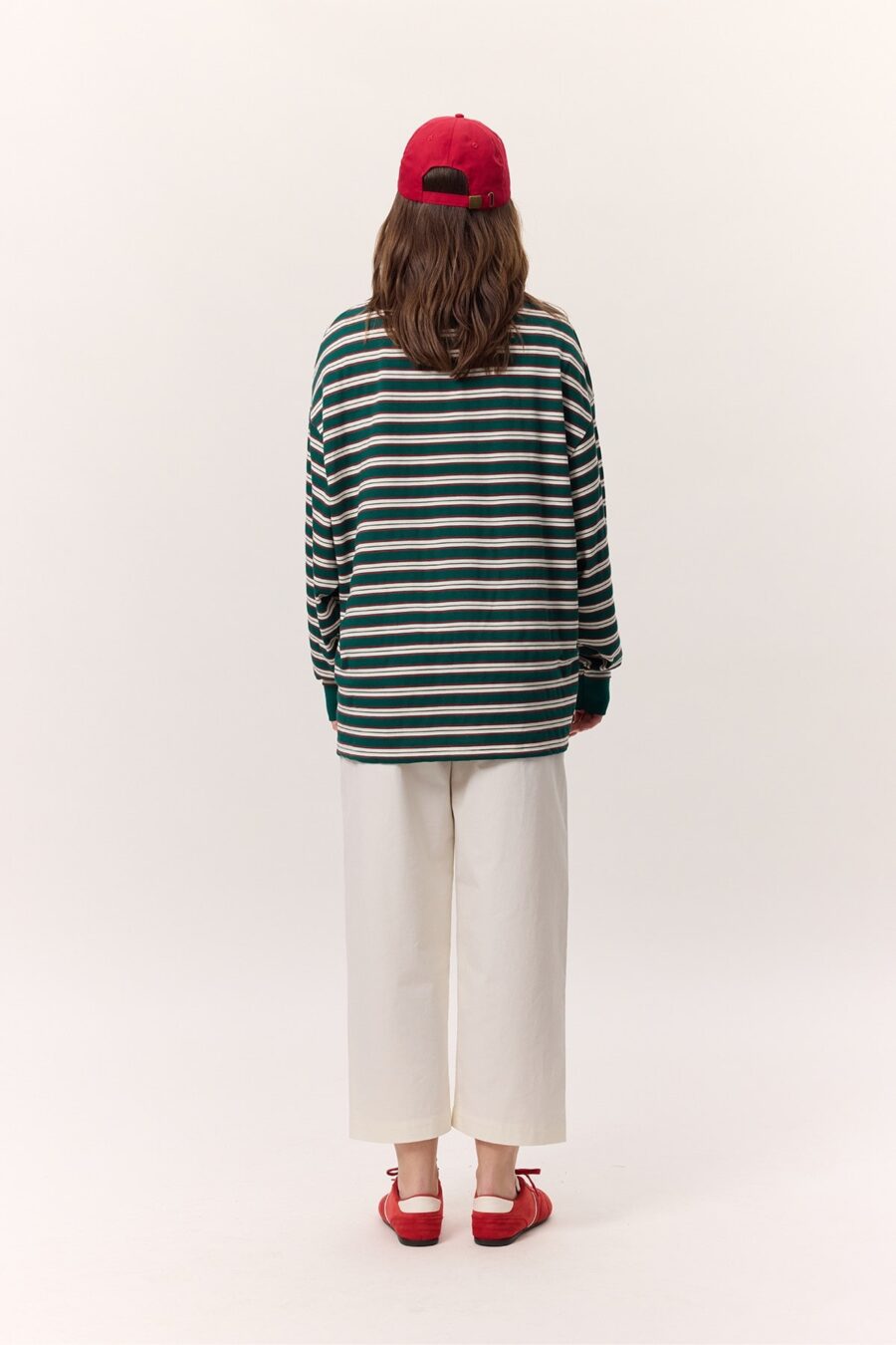 Green striped polo sweatshirt