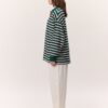 Green striped polo sweatshirt