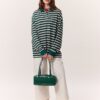 Green striped polo sweatshirt
