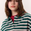 Green striped polo sweatshirt