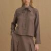 Grey tencel skirt suit