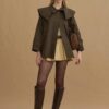 Khaki detachable-collar trench coat