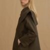 Khaki detachable-collar trench coat