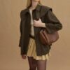 Khaki detachable-collar trench coat