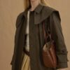 Khaki detachable-collar trench coat