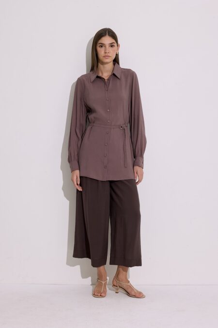 Modal belted shirt dried rose
