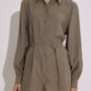 Modal belted shirt khaki