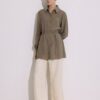 Modal belted shirt khaki