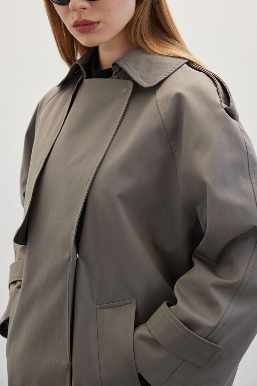 oversized-short-trench-coat-grey-women-Lebanon-Kanstore Oversized short trench coat grey