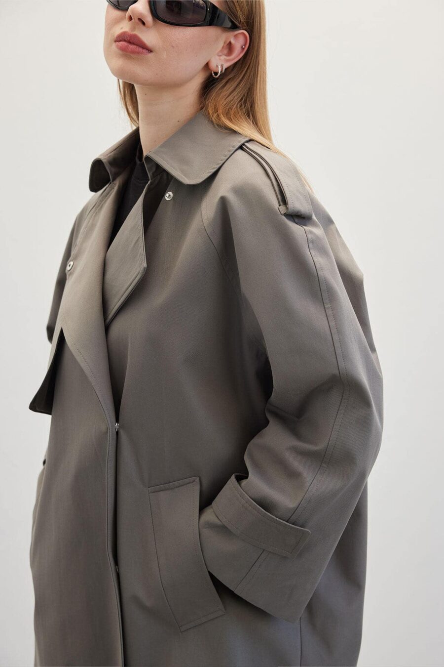 oversized-short-trench-coat-grey-women-Lebanon-Kanstore Oversized short trench coat grey