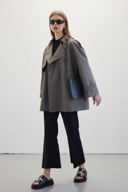 Oversized short trench coat grey