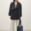 Oversized short trench coat navy blue