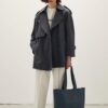 Oversized short trench coat navy blue