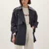 Oversized short trench coat navy blue