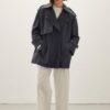 Oversized short trench coat navy blue