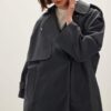 Oversized short trench coat navy blue