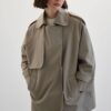 Oversized short trench coat sage green