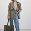 Oversized short trench coat sage green