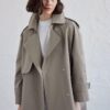 Oversized short trench coat sage green