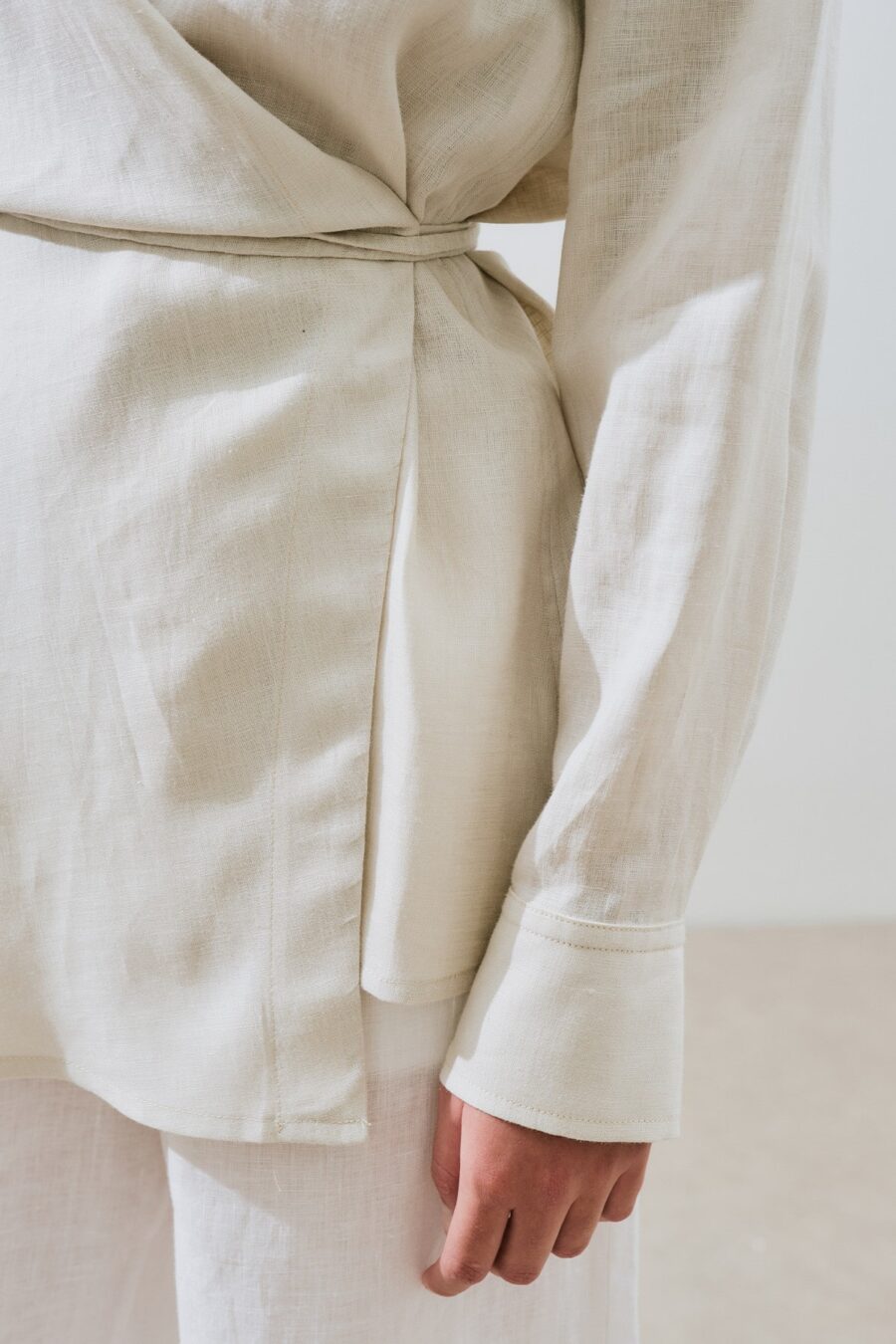 stone-linen-shirt-with-tie-detail-kanstore-lebanon Stone linen shirt with tie detail