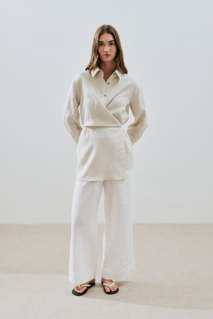 stone-linen-shirt-with-tie-detail-kanstore-lebanon Stone linen shirt with tie detail