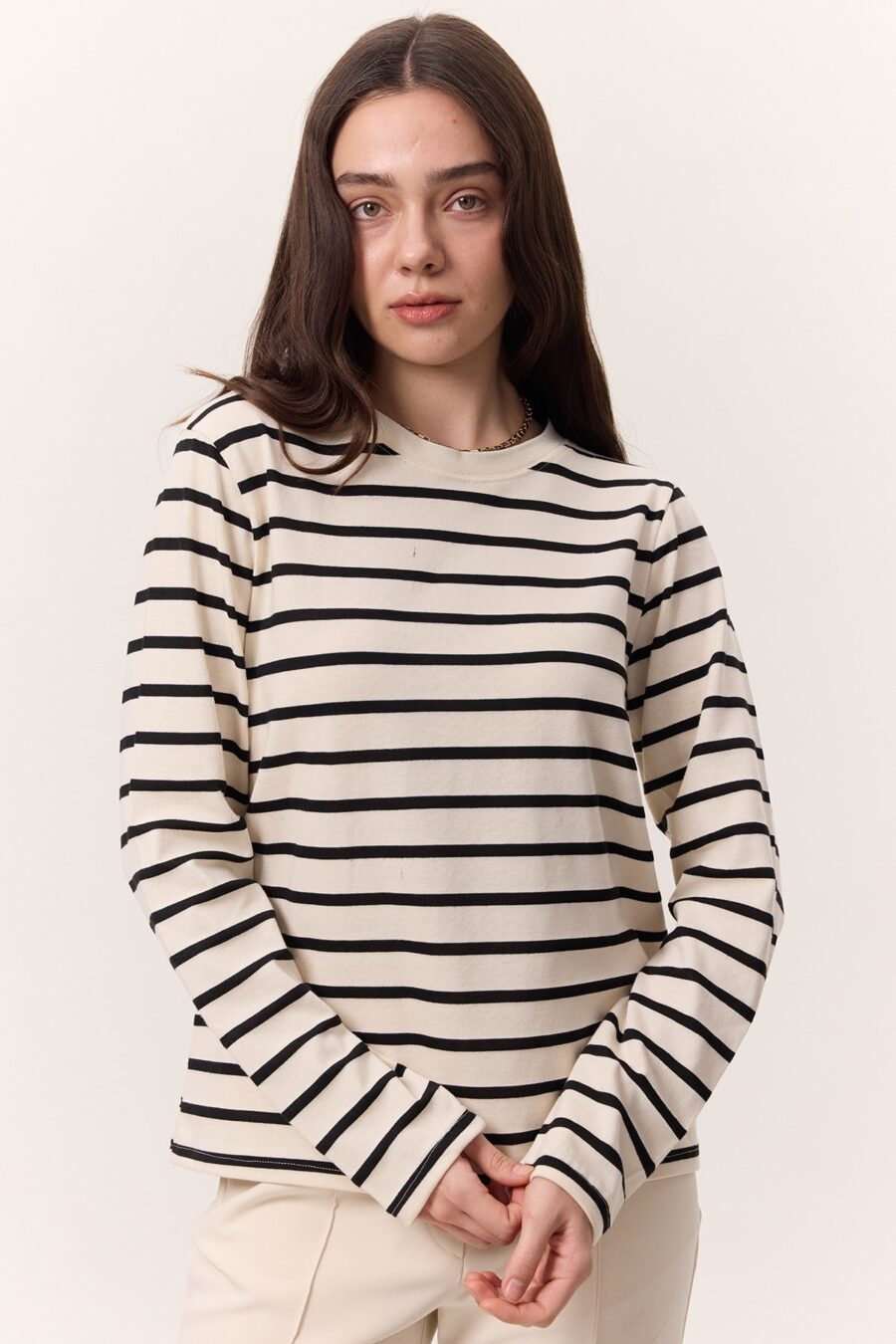 striped-long-sleeve-tshirt-black-Lebanon-kanstore Striped long sleeve regular fit t-shirt black