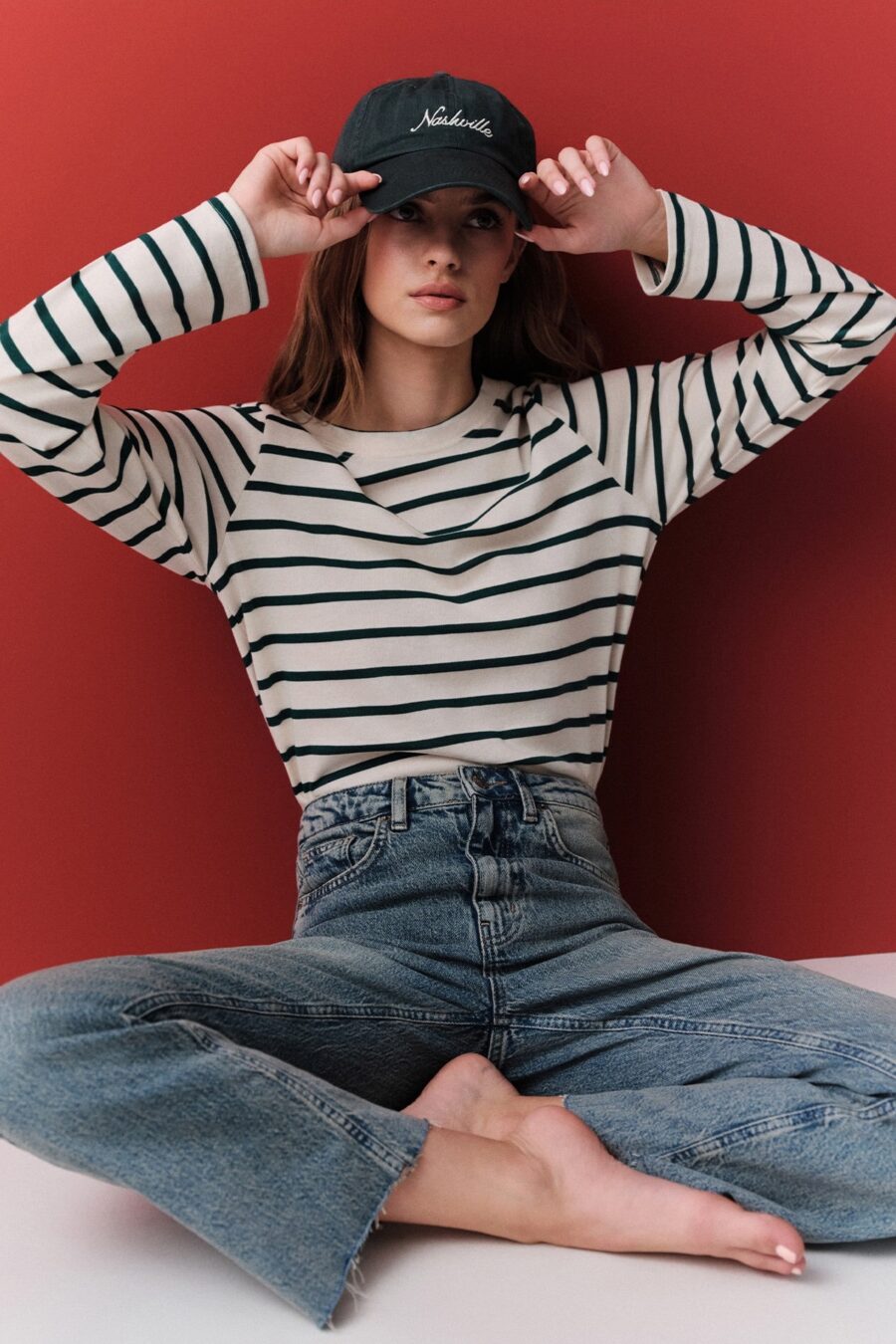 striped-long-sleeve-tshirt-black-Lebanon-kanstore Striped long sleeve regular fit t-shirt black