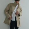 Beige rael stand collar trench coat