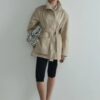 Beige rael stand collar trench coat