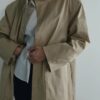 Beige rael stand collar trench coat