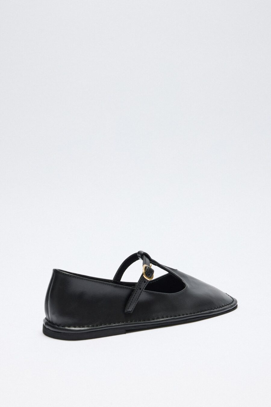 Black cutout leather ballerina flats