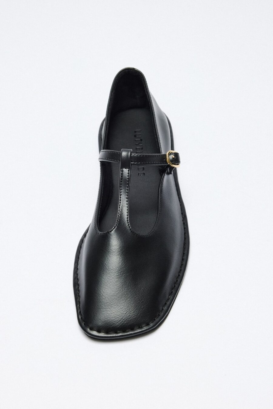 Black cutout leather ballerina flats