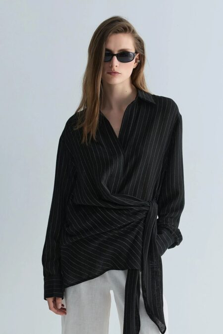 women-black-lino-tied-linen-shirt-kanstore-2-min Black lino tied linen shirt