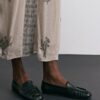 Black ruched loafers