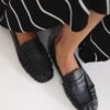 Black ruched loafers