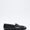 Black ruched loafers