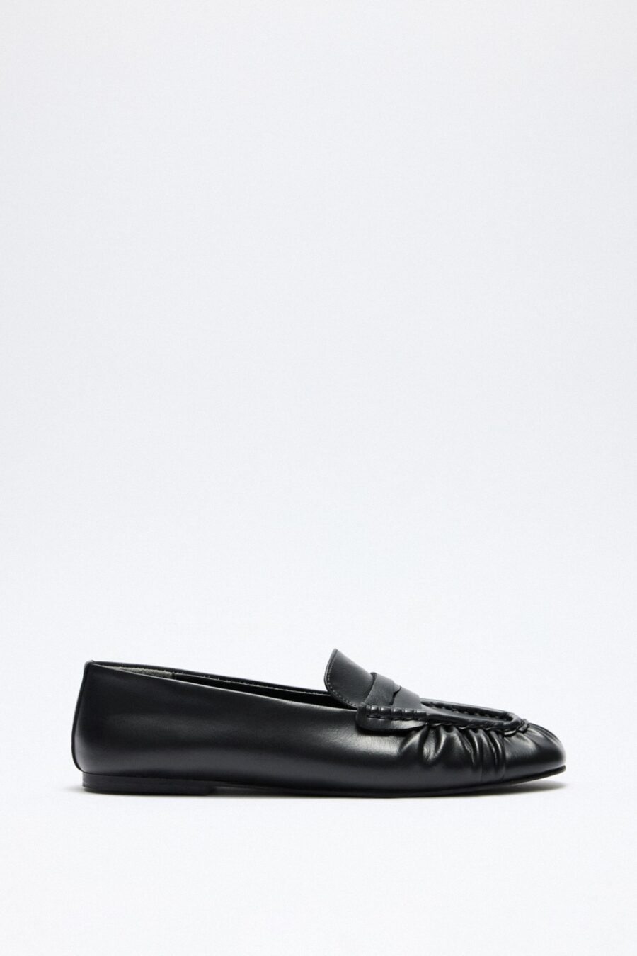 Black ruched loafers